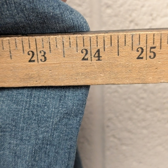 Sold Navy XL slim fit denim western button down shirt - Picture 7 of 8